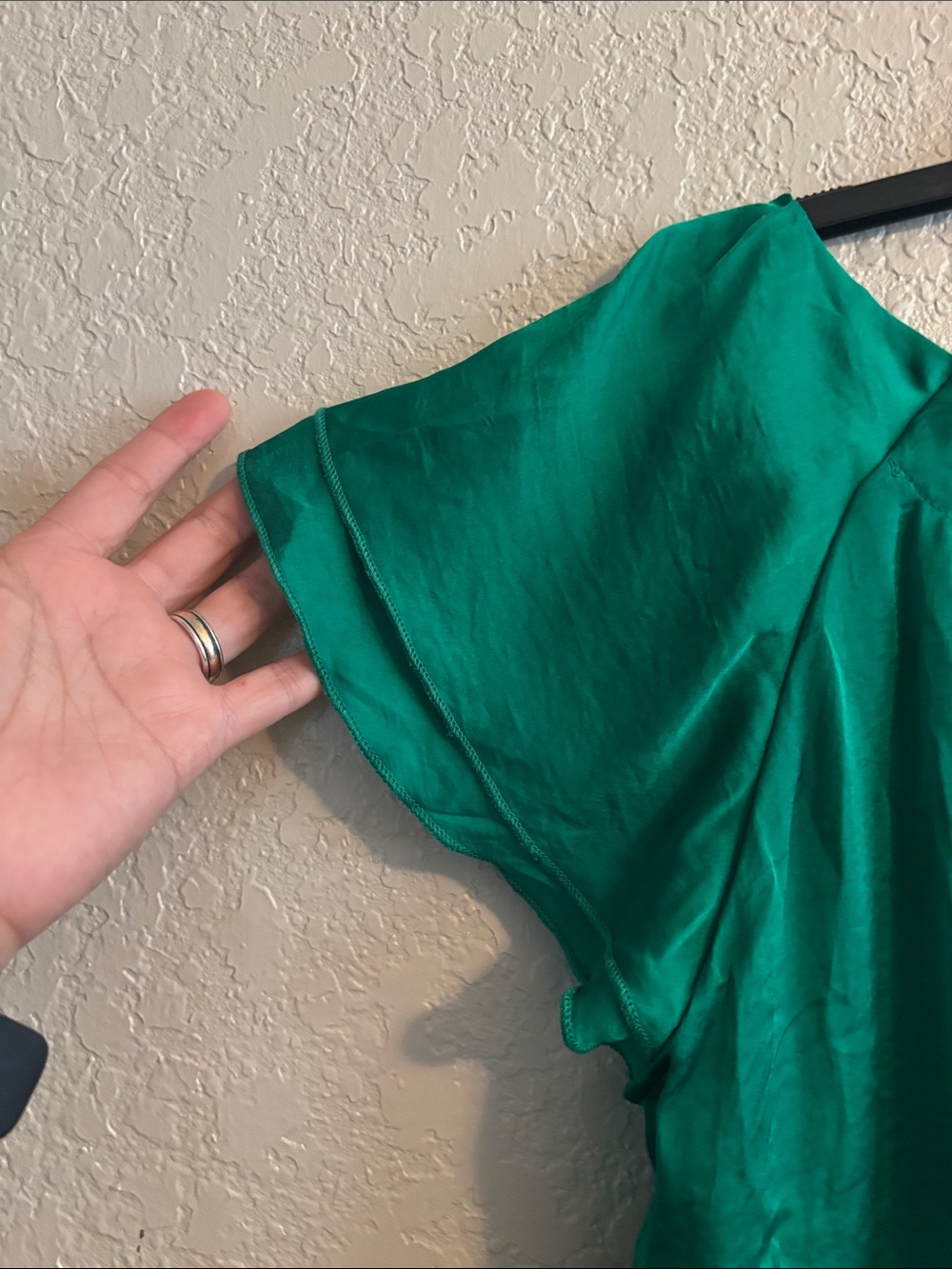 Notations Emerald Green Ruffled Sleeve Blouse - Picture 6 of 7